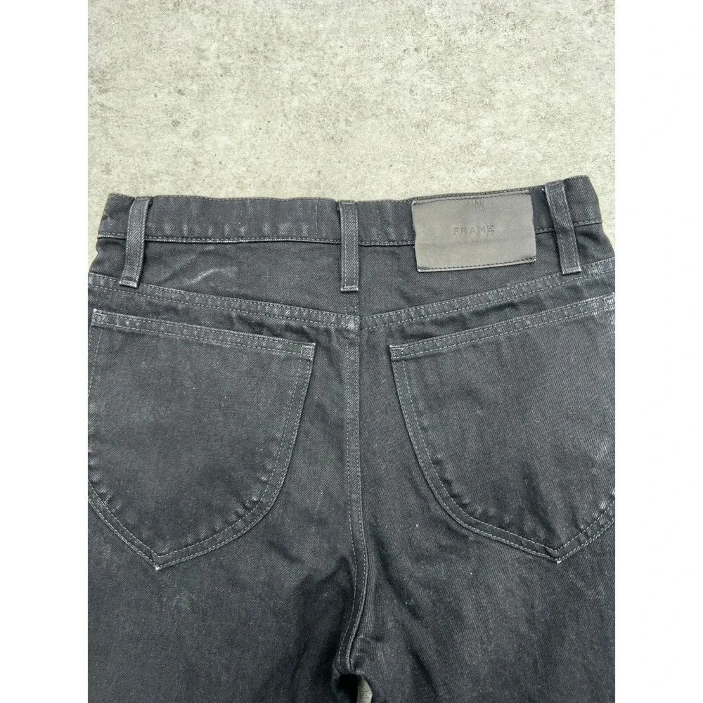 FRAME Le Italien Flare Jeans Noir‎ Black High Rise Rigid Cotton Italy 26 x 32